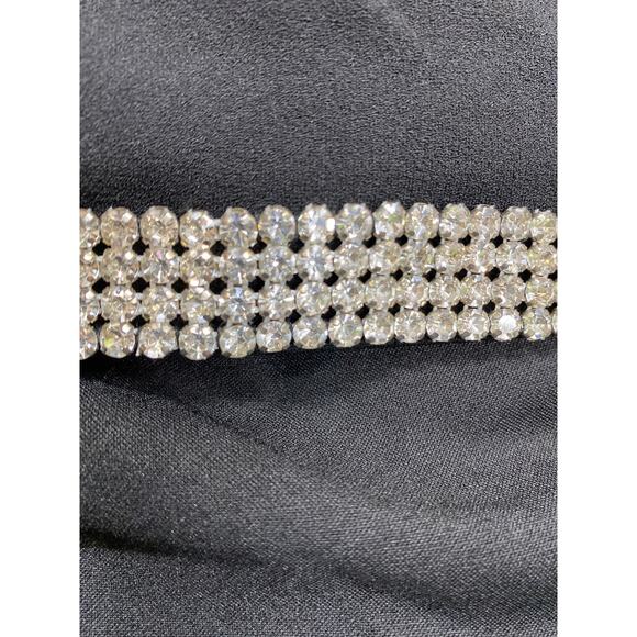 DRESS THE POPULATION Women's Rhinestone-Trim Boat-Neck Mini Dress Black L - Picture 5 of 6